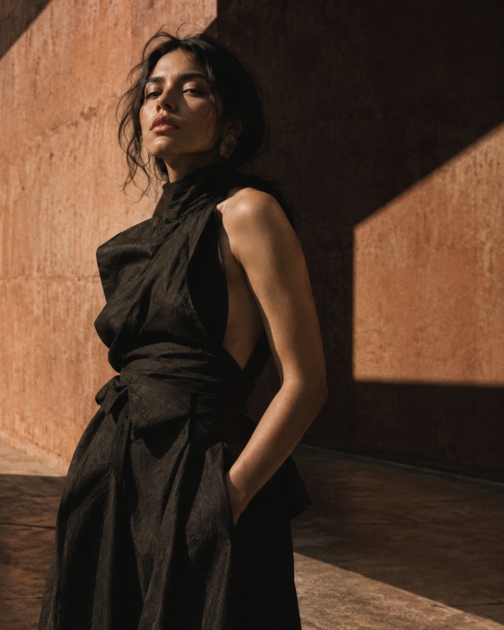 Imagen provisional de moda: figura con una composición editorial